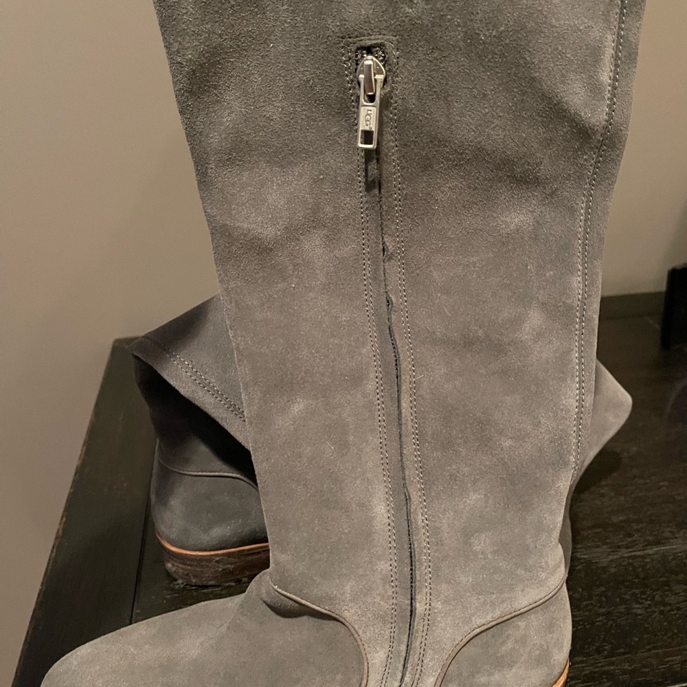 UGG Australia Gray Daley Tall Suede Boots, Size 7